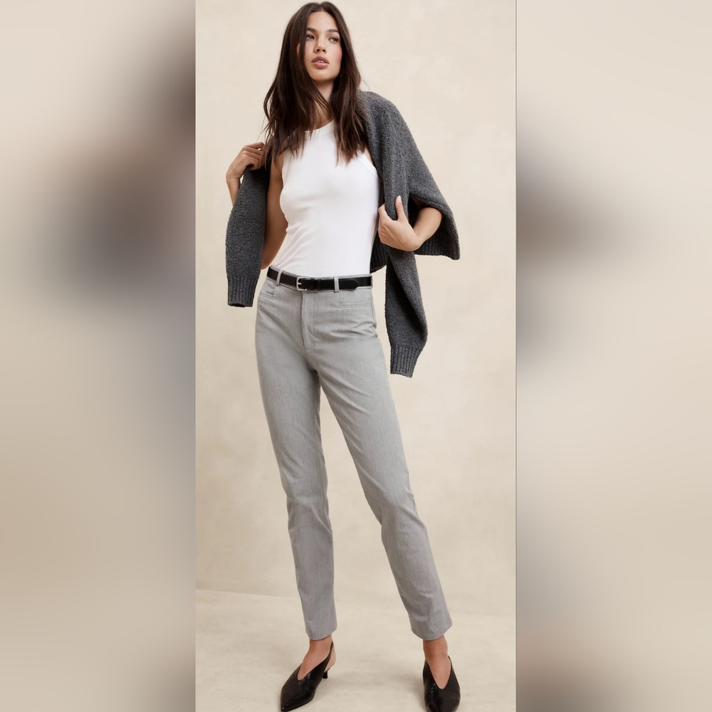 Banana Republic.,Sloan High-Rise Full-Length Pant, Medium Grey Heather, Size 6